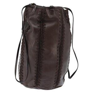 Authentic PRADA Shoulder Bag Leather Brown